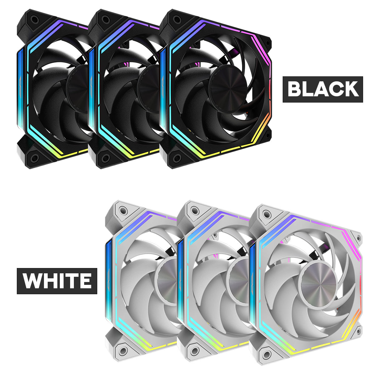 Darkflash Infinity 34 120MM A-RGB Cooling Fan (3-IN-1 Pack) (Black, White)