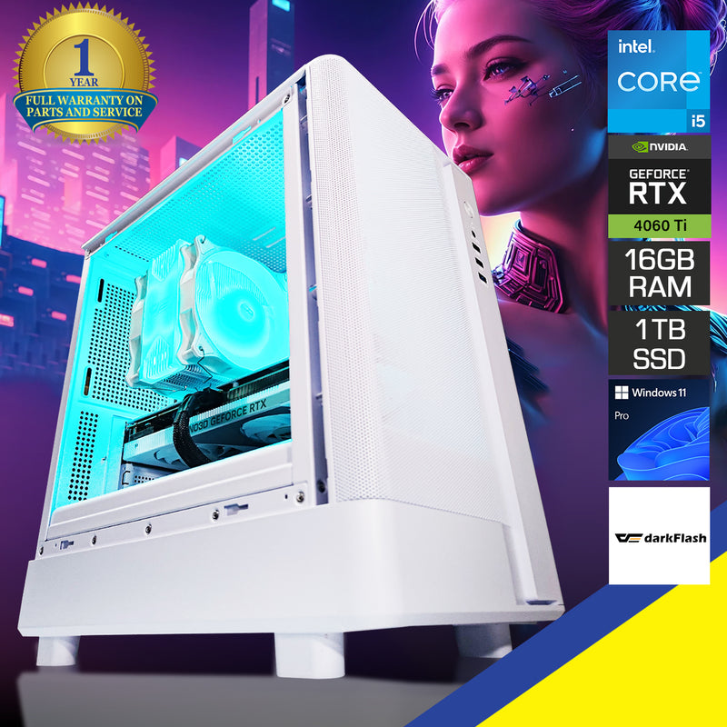 Sigma DB330M Mesh White Gaming PC | Intel i5 14400| 16 GB RAM | 1 TB SSD | RTX 4060 TI | Windows 11 Pro