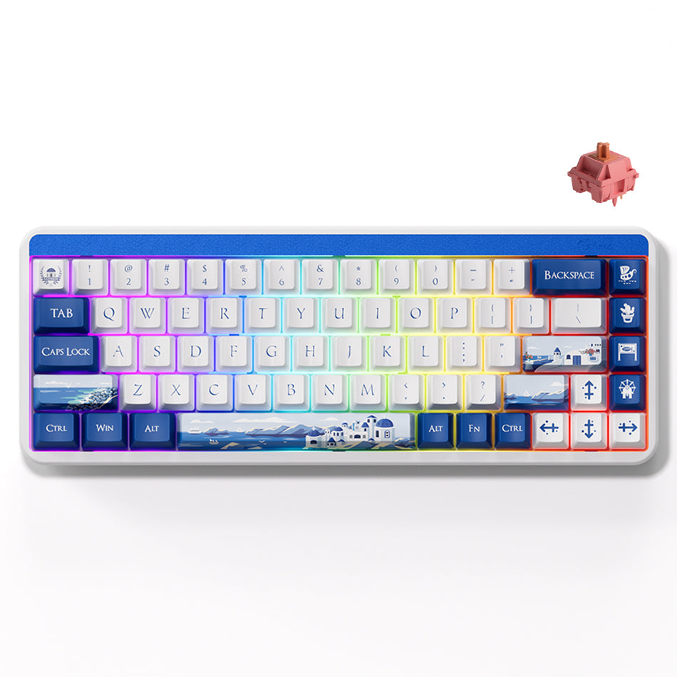 Akko JIN01 Santorini Aluminum Case Multi-Mode RGB Hot-Swappable Mechanical Keyboard (Akko Rosewood Switch)