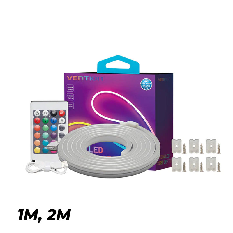 Vention Silicone Neon LED Strip Lights with IR Remote & USB 5V Power Supply - 1M, 2M 