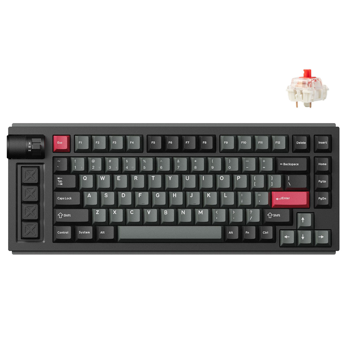 Keychron Lemokey L1 QMK/VIA Fully Assembled With Knob RGB Backlit Hot-Swappable 75% Wireless Custom Gaming Keyboard - Carbon Black (Gateron Jupiter Red Switch) (L1-M1)