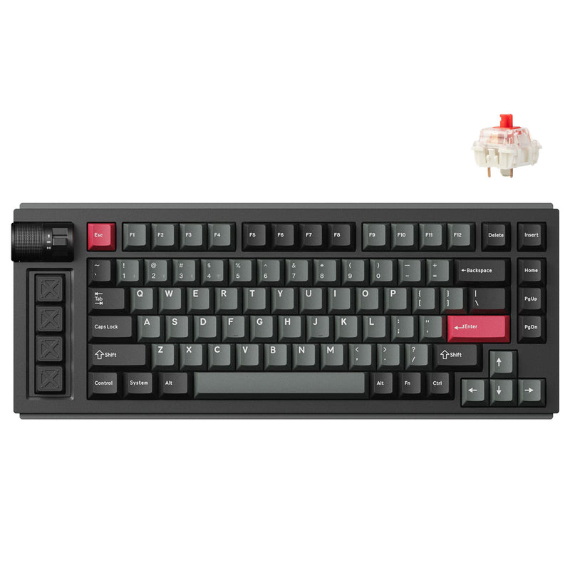 Keychron Lemokey L1 QMK/VIA Fully Assembled With Knob RGB Backlit Hot-Swappable 75% Wireless Custom Gaming Keyboard - Carbon Black (Gateron Jupiter Red Switch) (L1-M1)