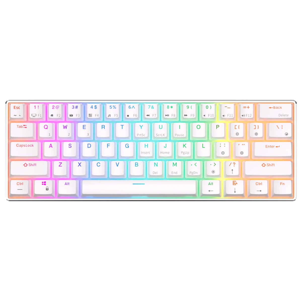 Royal Kludge RK61 Pro Tri-Mode RGB 61 Keys Hot Swappable Mechanical Keyboard Silver/White