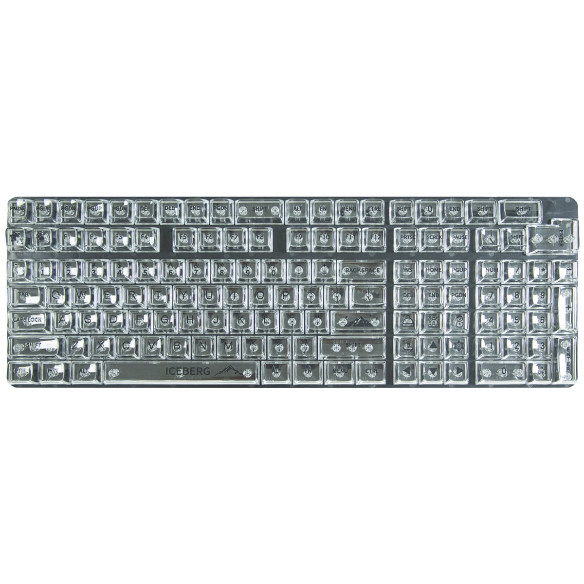 Royal Kludge CBSA-8 132 Keys Plastic Transparent Profile Keycaps Fullset - Black Letter (White)