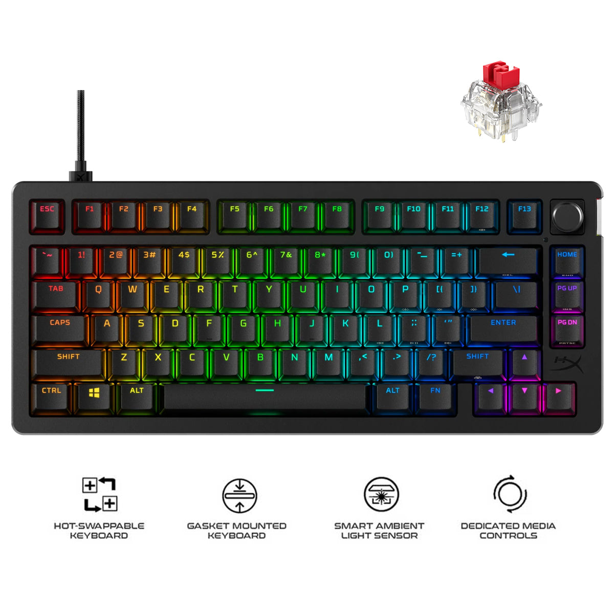 HyperX Alloy Rise 75 RGB Mechanical Gaming Keyboard Black (Red Linear Switch) (7G7A4AA#ABA)