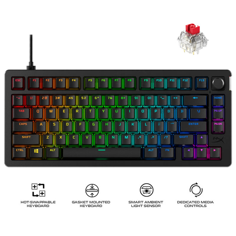 HyperX Alloy Rise 75 RGB Mechanical Gaming Keyboard Black (Red Linear Switch) (7G7A4AA