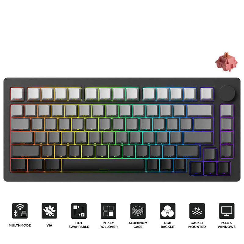 MonsGeek M1W V3 VIA Aluminum Case Multi-Mode RGB Hot-Swappable Mechanical Keyboard (Dark Night) (Akko Rosewood Switch)