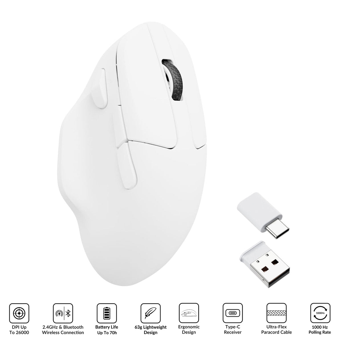 Keychron M7 1000Hz Wireless Mouse (White) (M7-A3)