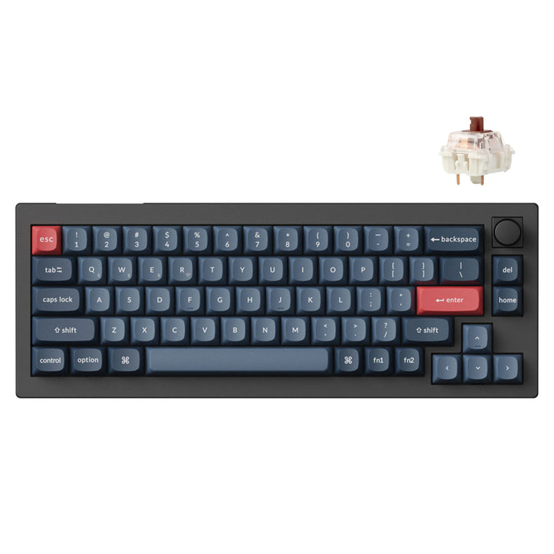Keychron V2 Max QMK/VIA Fully Assembled with Knob Knob RGB Backlit Hot-Swappable 65% Wireless Custom Mechanical Keyboard - Carbon Black (Gateron Jupited Brown Switch) (V2M-D3)