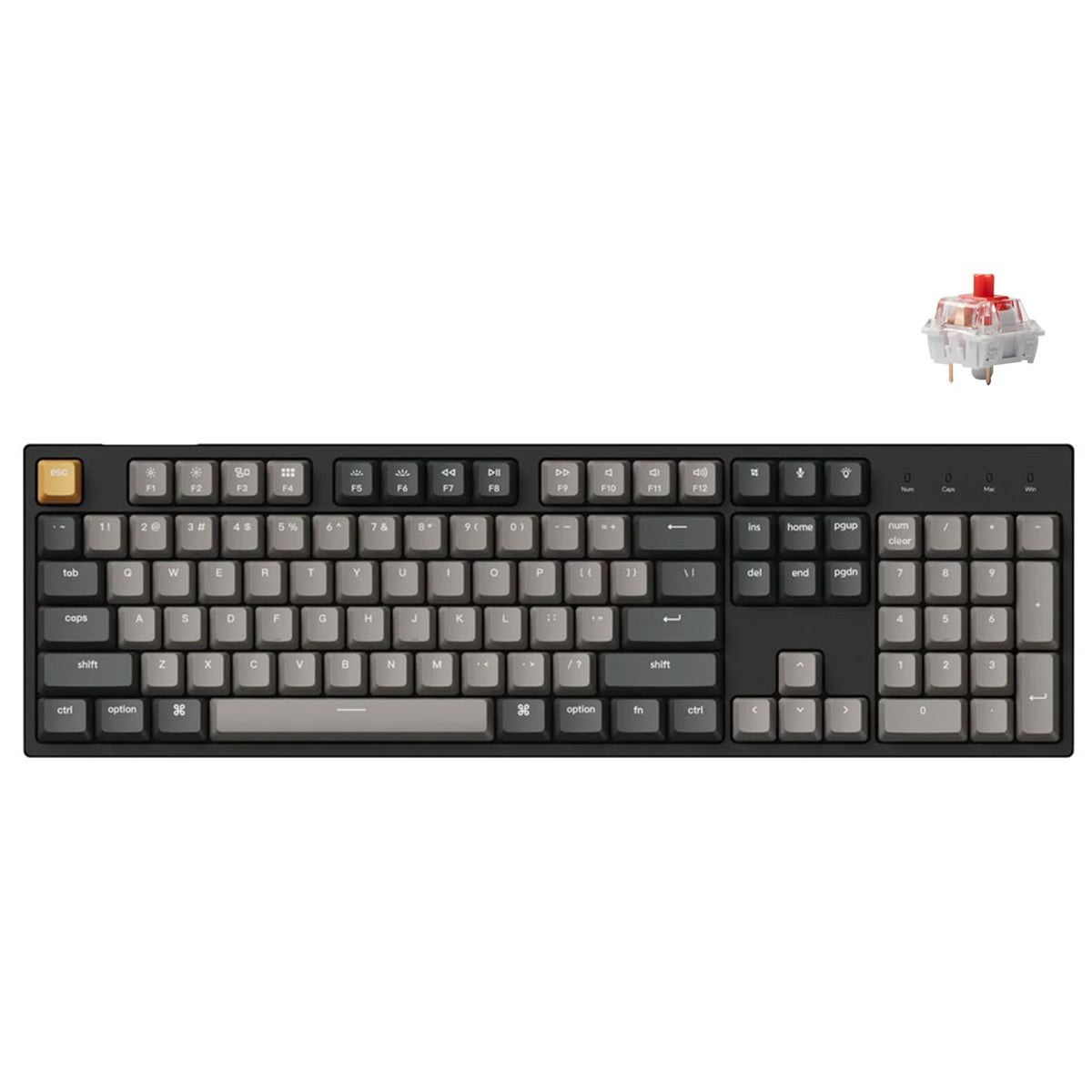 Keychron C2 Pro QMK/VIA White Backlit Full Size Wired Mechanical Keyboard (K Pro Red Switch) (C2P-K1)