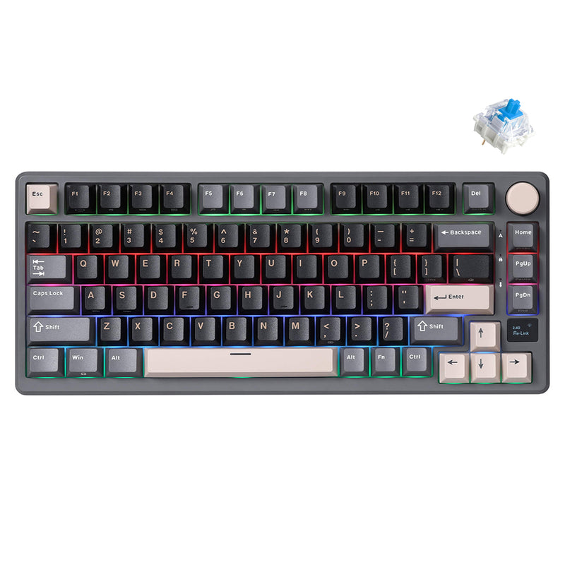 Royal Kludge RK-M75 Tri-Mode RGB 81 Keys Hot-Swappable Mechanical Keyboard Phantom (Blue Switch, Brown Switch)