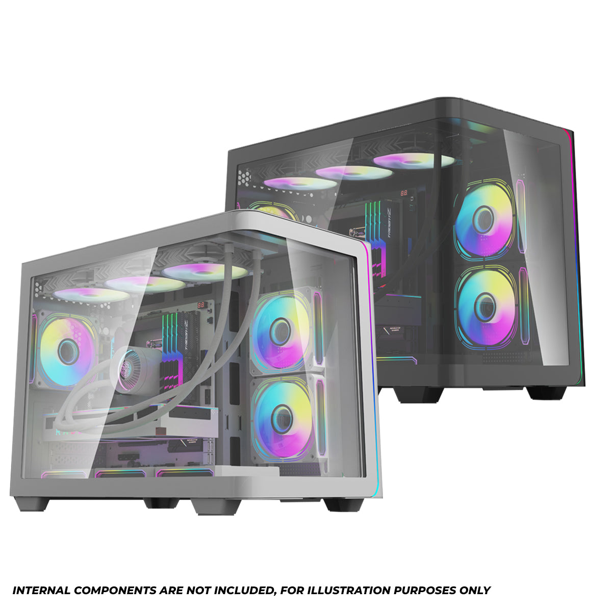 Darkflash L285M Luxury M-ATX PG Gase Curved Glass Panel PC Case (Black, White)