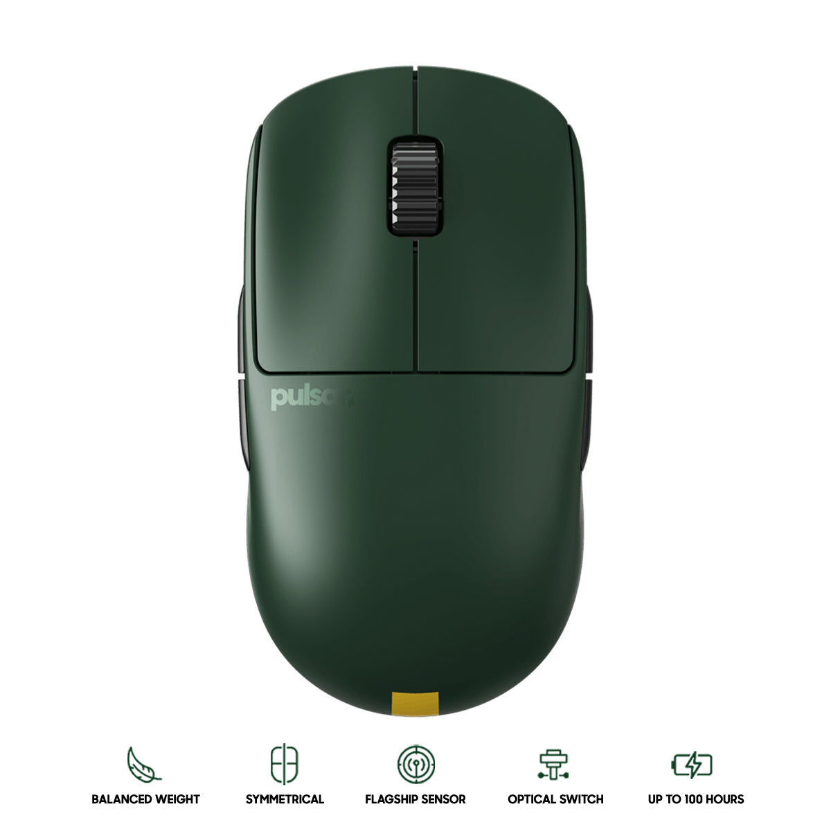 Pulsar X2A ES eSports Tournament Edition Ambidextrous Symmetrical Wireless Gaming Mouse (Green) Size2 (PX2AES24)