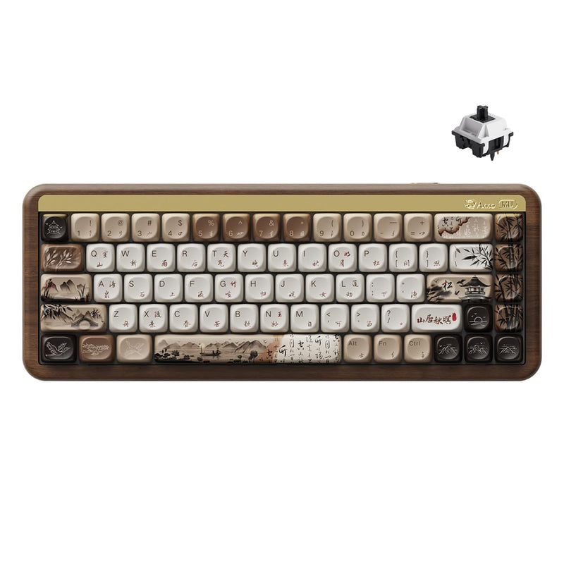 Akko MU01 Mountain Seclusion Walnut Wood Case Multi-Mode RGB Hot-Swappable Mechanical Keyboard