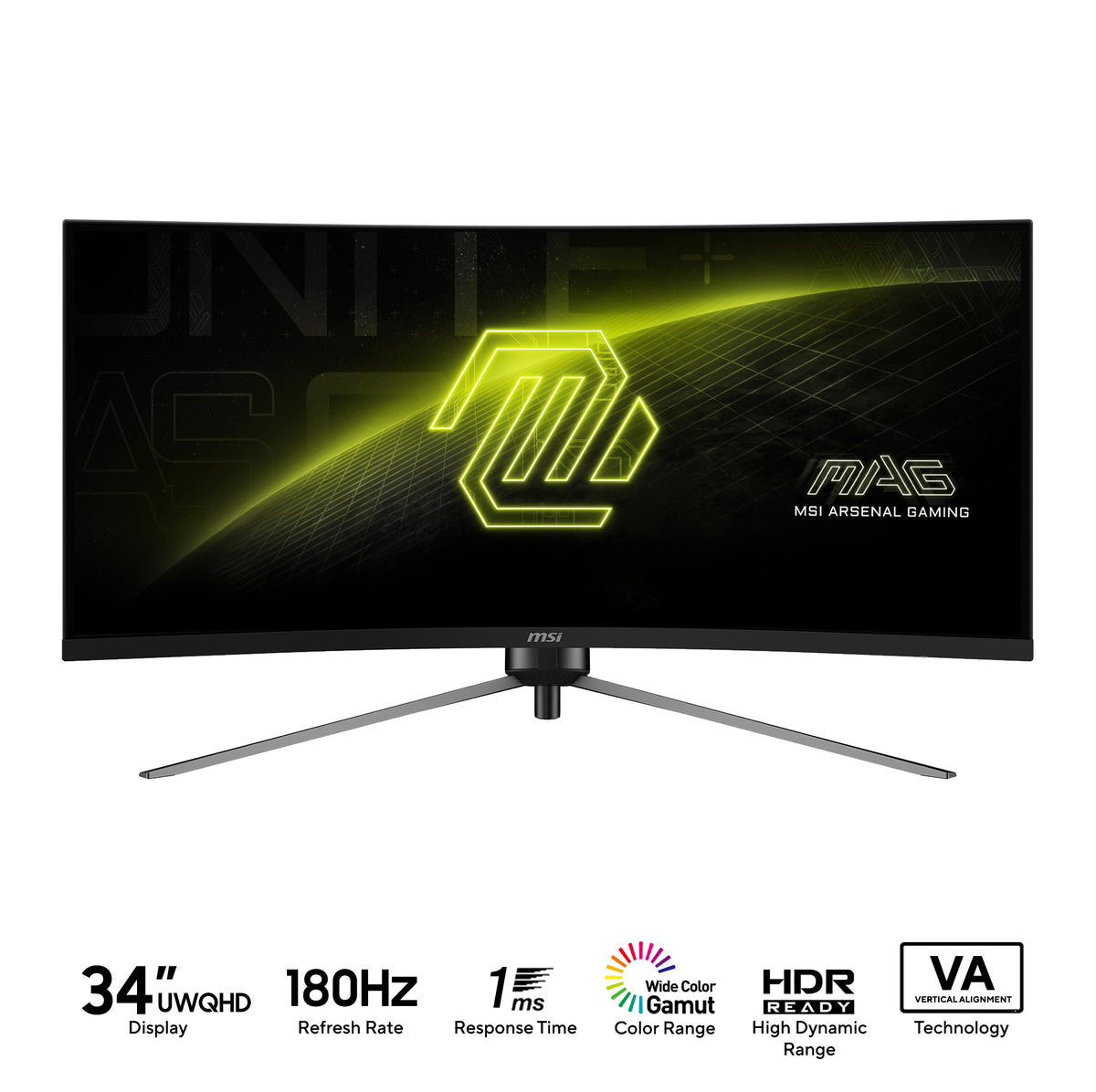 MSI MAG 345CQR 34" UWQHD (3440x1440) HDR 180Hz 1ms (MPRT) VA Curve 1000R Gaming Monitor (Black)