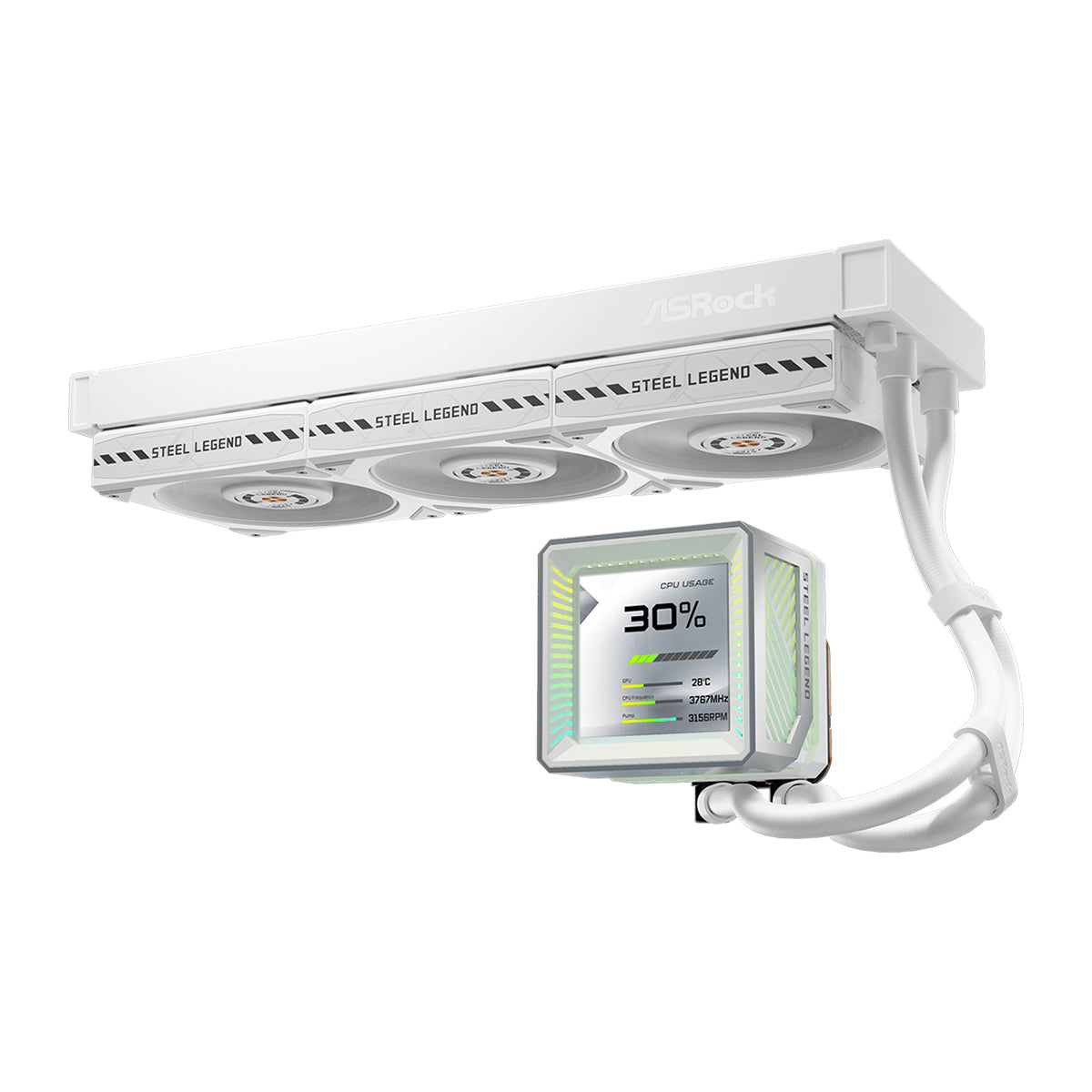 ASRock Steel Legend 360 LCD AIO Liquid Cooler (White)