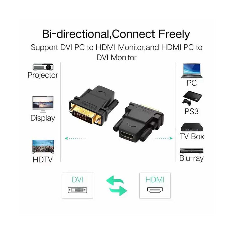 UGreen DVI 24+1 Male To HDMI Female Adapter (Black) (20124/20124)