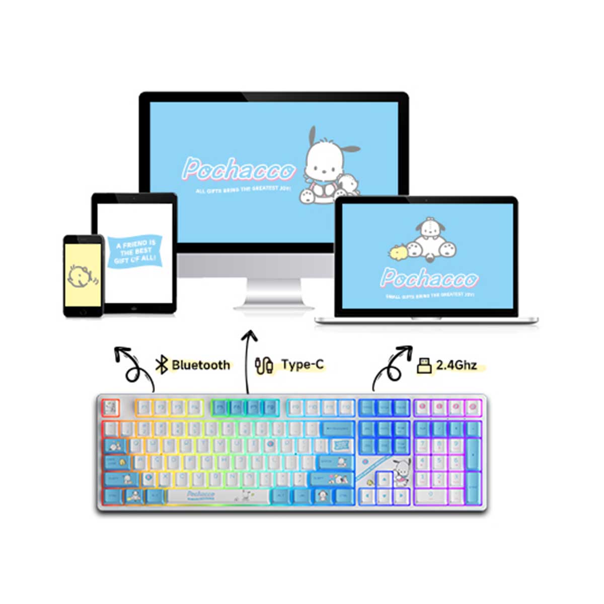 Akko Pochacco Blue 5108B Plus Multi-Modes RGB Hot-Swappable Mechanical Keyboard