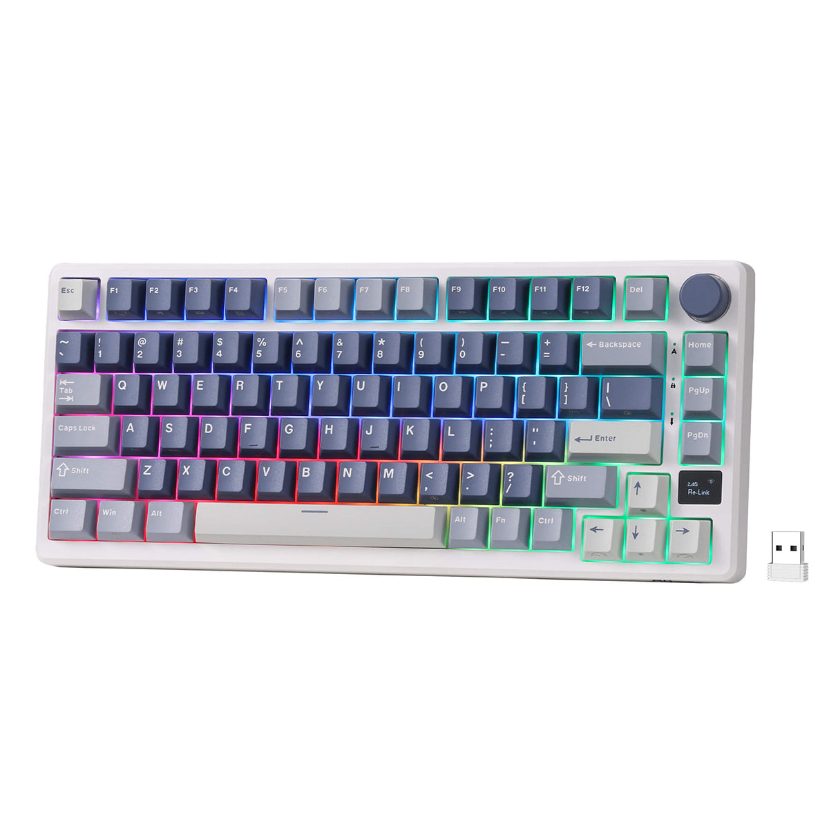 Royal Kludge RK-M75 Tri-Mode RGB 81 Keys Hot-Swappable Mechanical Keyboard Ocean Blue (Blue Switch, Brown Switch, K Silver Switch))