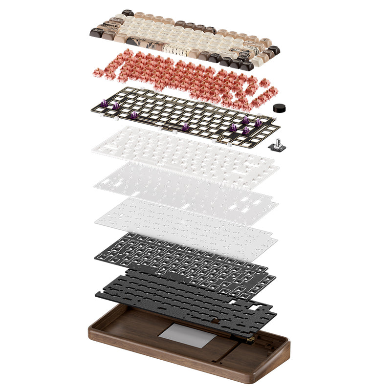 Akko MU02 Mountain Seclusion Walnut Wood Case Multi-Mode RGB Hot-Swappable Mechanical Keyboard