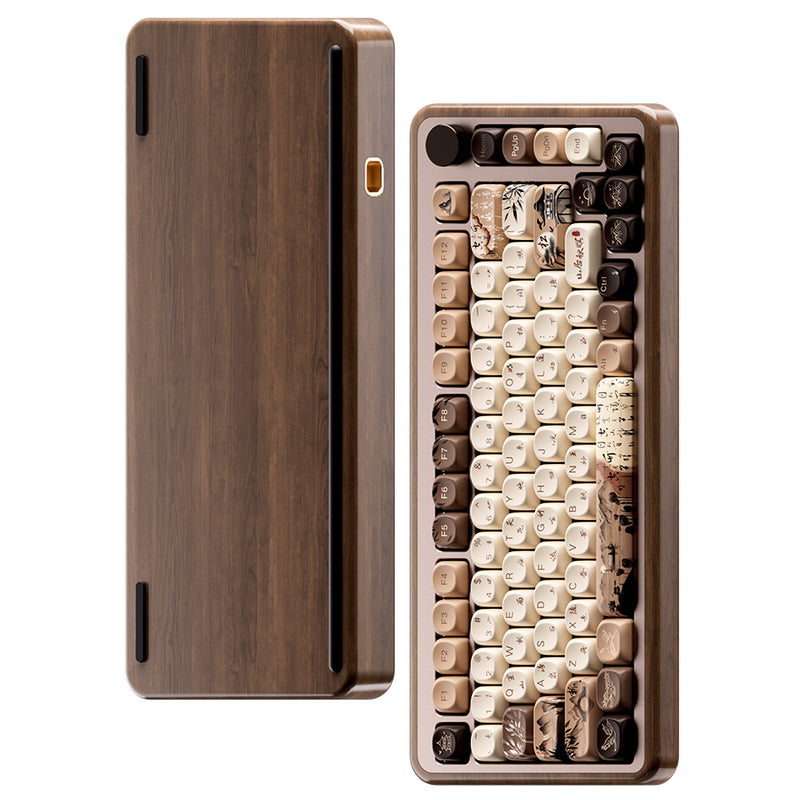 Akko MU02 Mountain Seclusion Walnut Wood Case Multi-Mode RGB Hot-Swappable Mechanical Keyboard