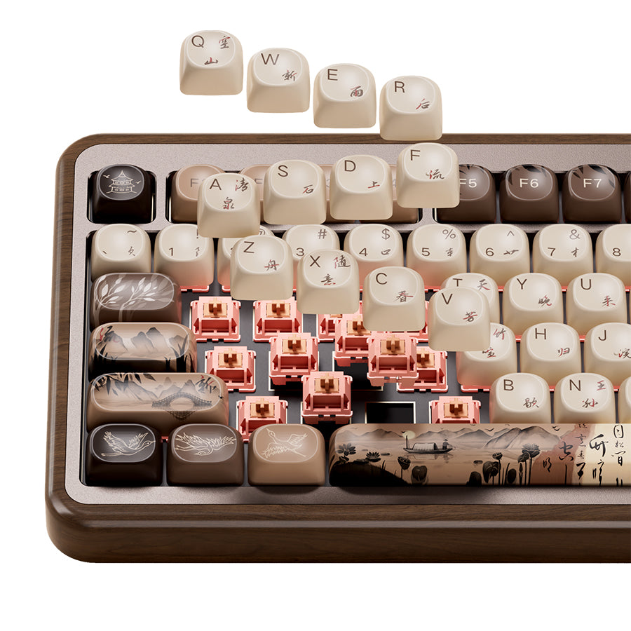 Akko MU02 Mountain Seclusion Walnut Wood Case Multi-Mode RGB Hot-Swappable Mechanical Keyboard