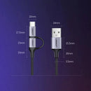 Ugreen USB 2.0 A Male to Micro USB + USB-C Male 3A Data Cable - 1M (Black) (US177/30875)