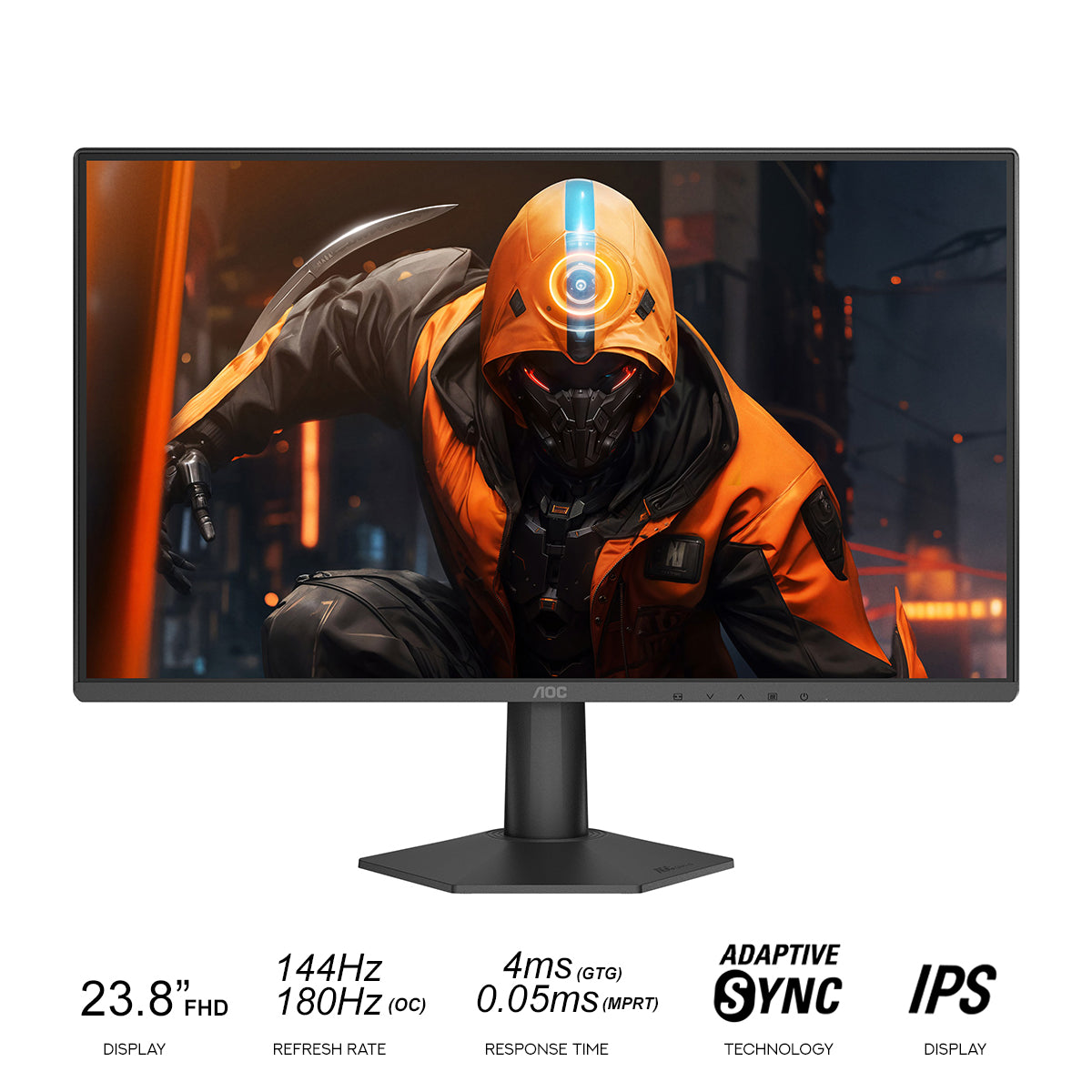 AOC 24G50F 23.8" FHD (1920x1080) 144Hz / 180Hz OC 4ms GTG / 0.05ms MPRT IPS Gaming Monitor With Tilt Adjustment
