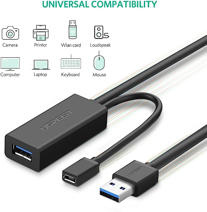 UGreen USB 3.0 Extension Cable - 5m (Black) (US175/20826)