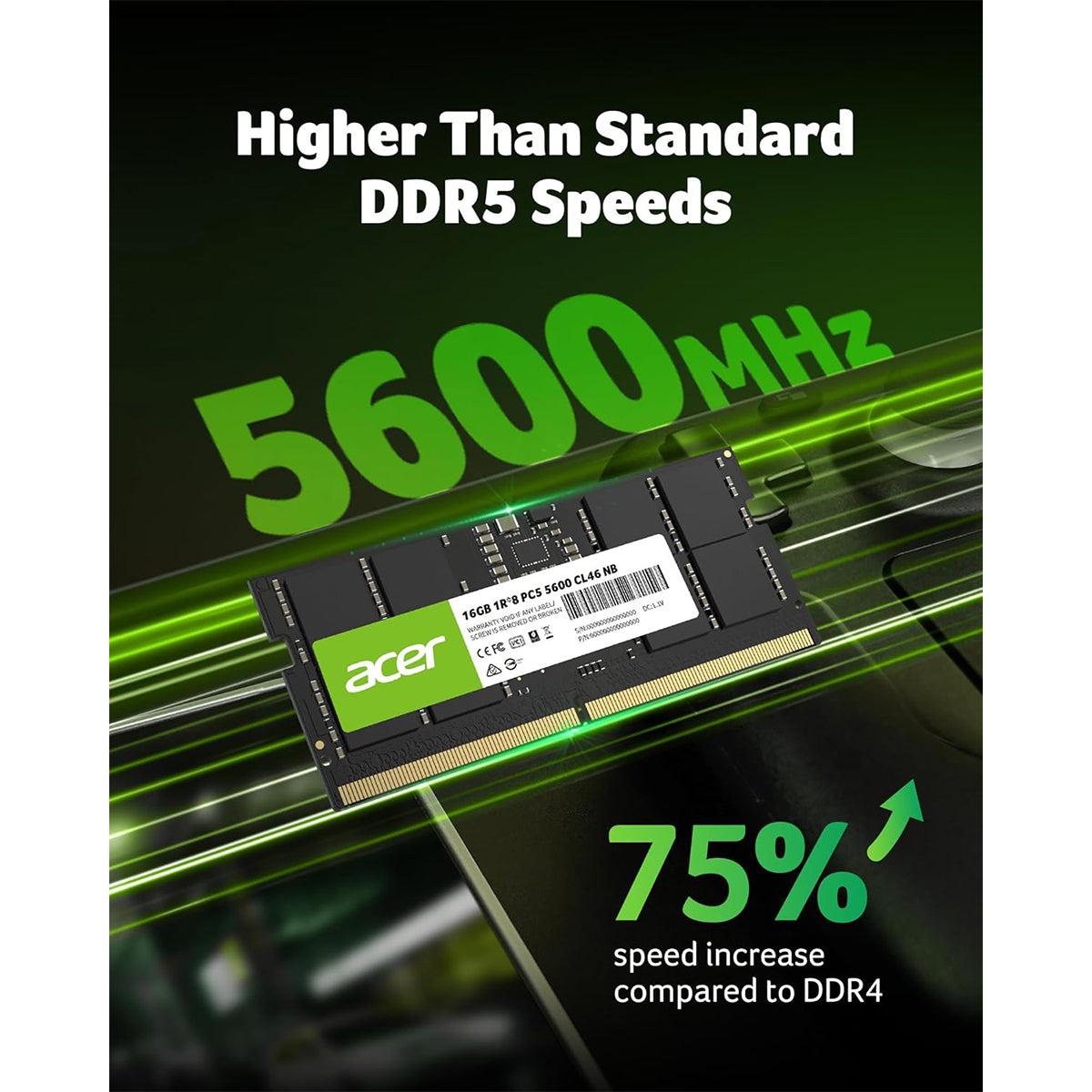 Acer SD200 16GB (1x16GB) 5600MHz CL46 DDR5 SODIMM (BL.9BWWA.414)