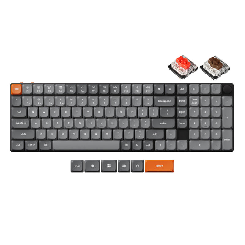 Keychron K17 Max QMK RGB Backlight Hot-Swappable Wireless Custom Mechanical Keyboard (Low Profile Gateron Mechanical Brown Switch/Red Switch) (K17M-H3, K17M-H1)