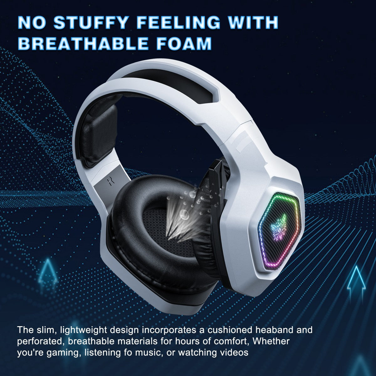 Onikuma B100 RGB Tri-Mode Gaming Headset (Black, White)