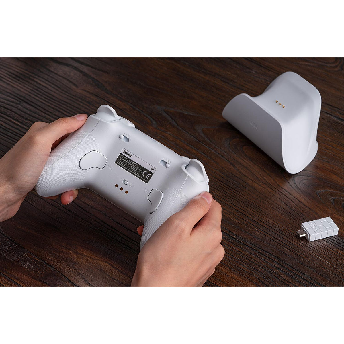 8BitDo Ultimate 2 Bluetooth Controller with TMR Joysticks, Switchable Hall Effect/Tactile Triggers, Vibration & Motion Control, RGB Fire Ring with Charging Dock for Nintendo Switch/Windows PC/N-Switch Pro Controller (Black, White) (80ND)