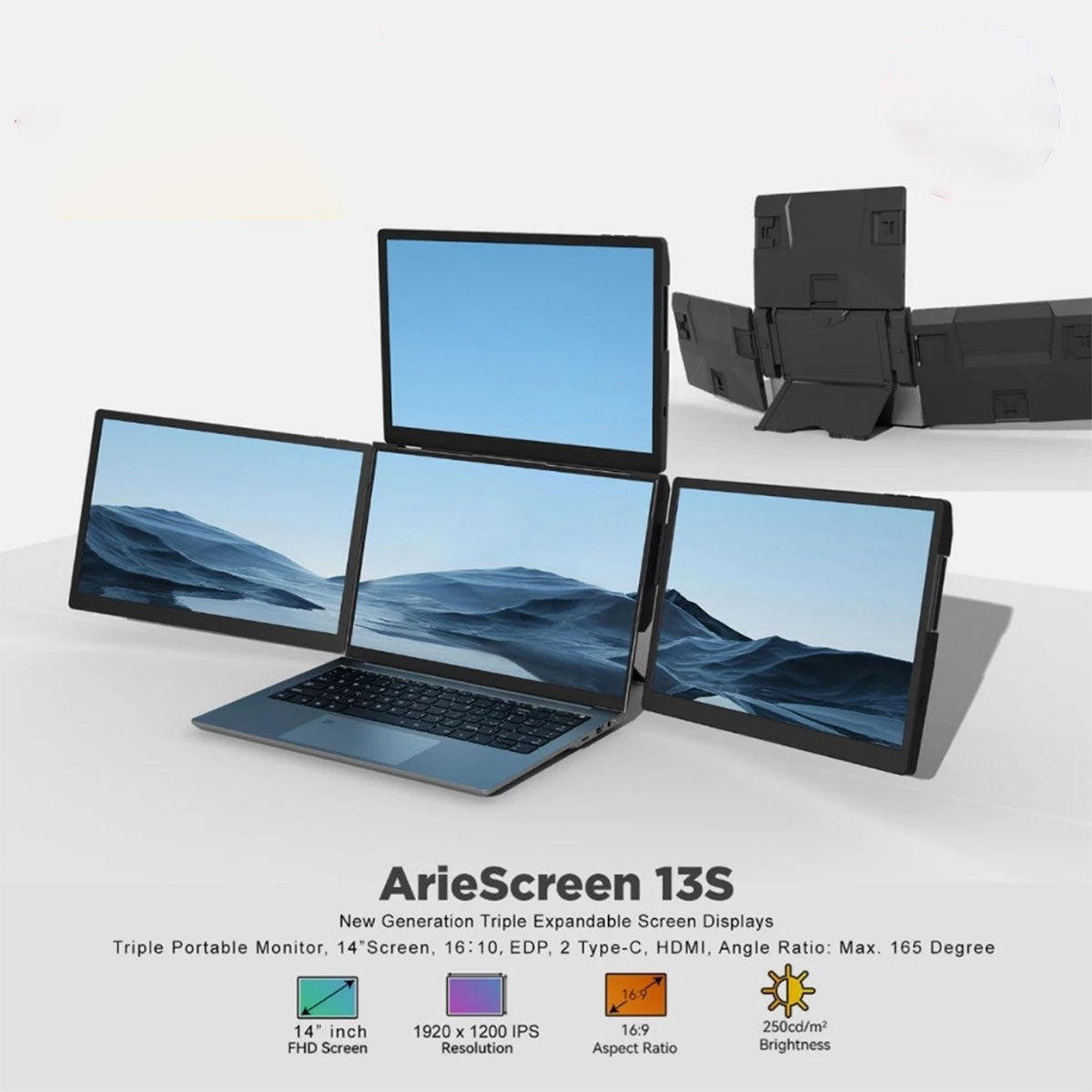 Arie 13 13" FHD (1920x1080) 60Hz 3ms IPS Triple Portable Monitor