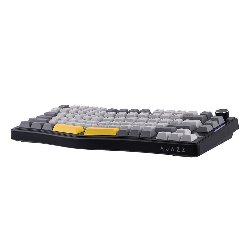 Ajazz AKS075 RGB Tri-Mode 75% Keys Hotswappable Mechanical Keyboard with Screen (Black/Gray/Yellow)