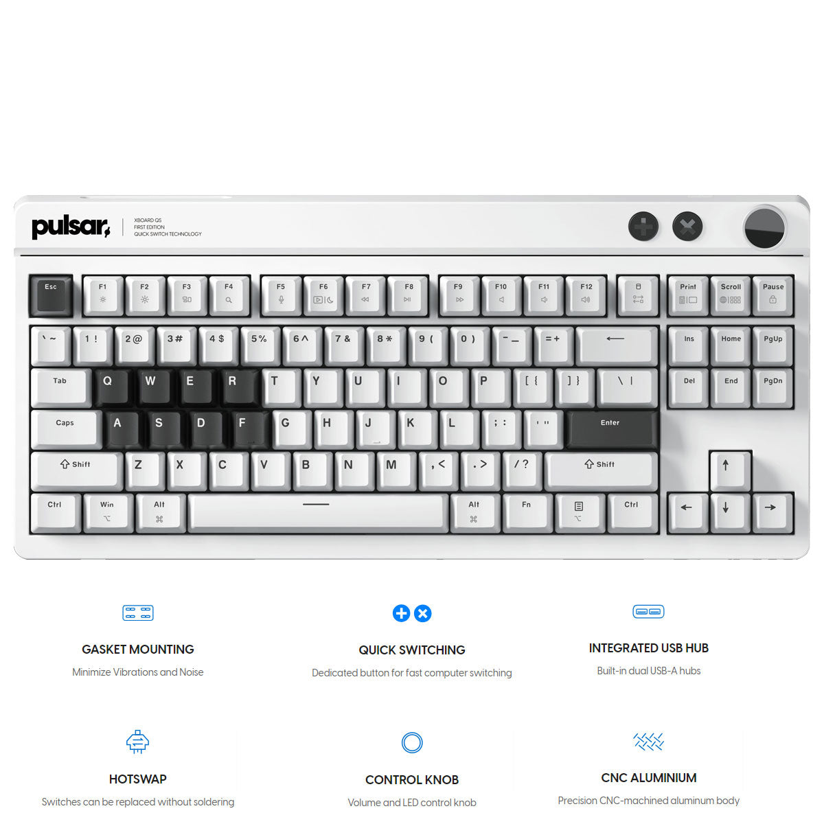 Pulsar XBOARD QS Mechanical Gaming Keyboard with Quick Switching Technology, Win/Mac Switch Key (PWKXBQSO2)