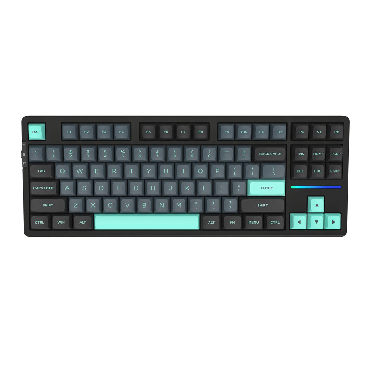 VXE V87 Tri-Mode RGB Hot-Swappable Mechanical Keyboard (Caribbean Blue) (Strawberry Pudding Switch)