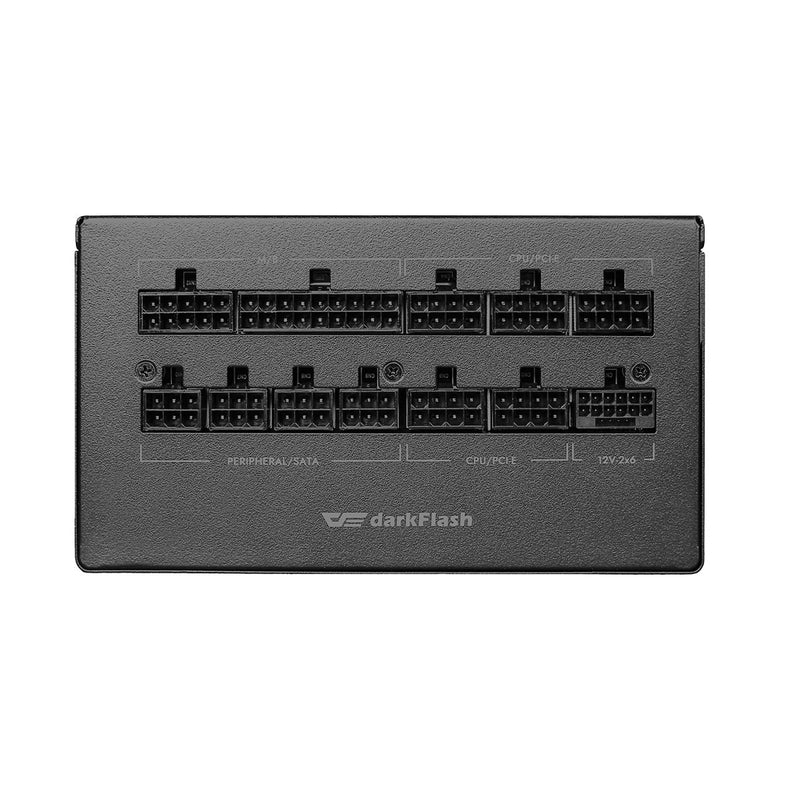 darkFlash PMT750 Bloc d'alimentation entièrement modulaire ATX 3.1 et PCIe 5.1, câble 12 VHPWR Inclus, condensateurs 100% Japonais 105 °C, Bloc d'alimentation 80 Plus Gold, Taille compacte de 150 mm darkFlash PMT750 Bloc d'alimentation entièrement modulaire ATX 3.1 et PCIe 5.1, câble 12 VHPWR Inclus, condensateurs 100% Japonais 105 °C, Bloc d'alimentation 80 Plus Gold, Taille compacte de 150 mm