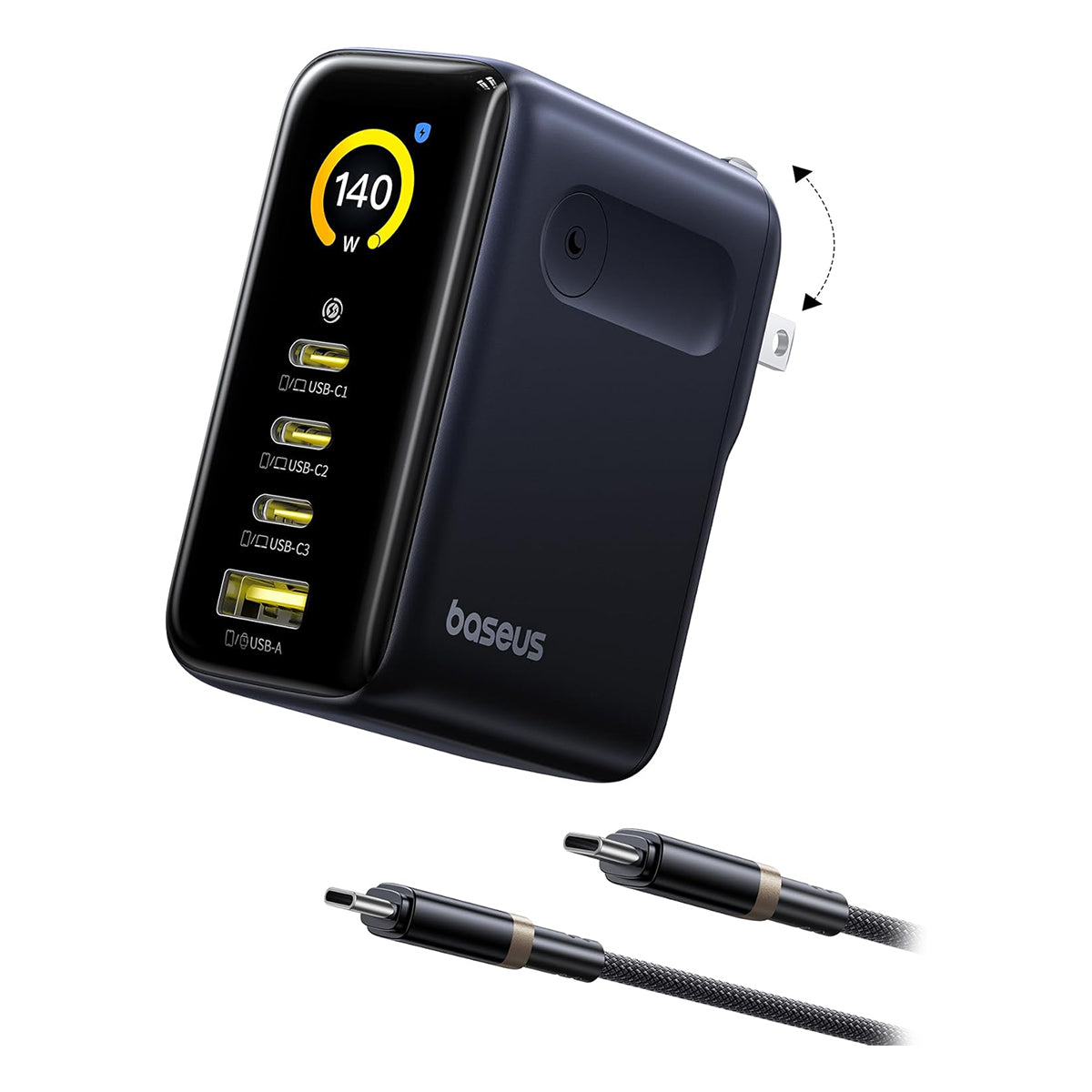 Baseus PicoGo AH11 Digital Display Fast Charger 3C+U 140W includes Dura Fast Charging Cable