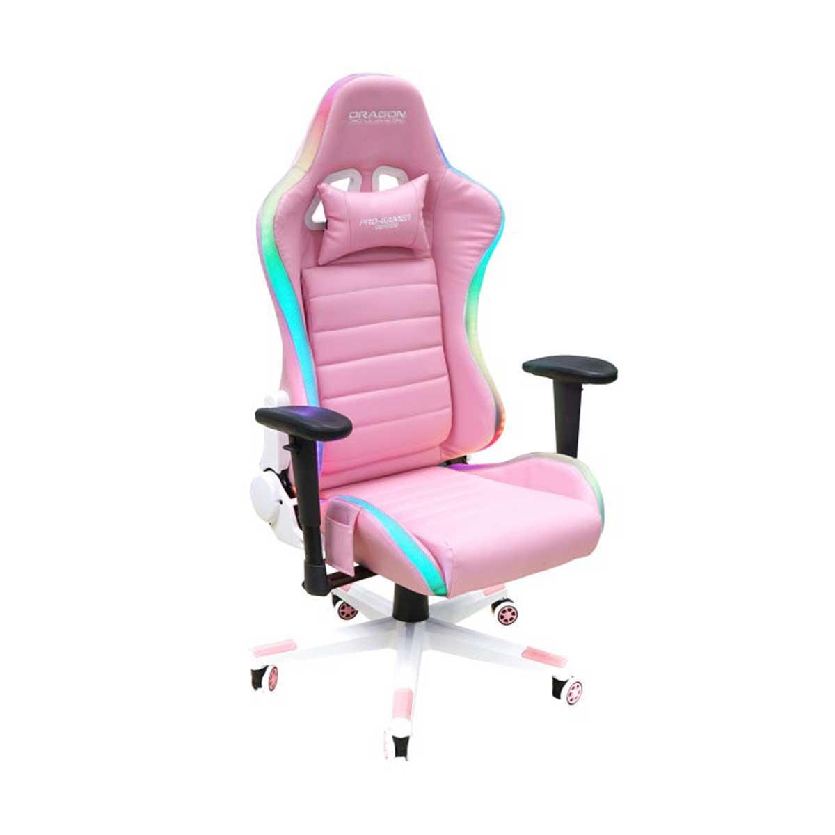 Dragon War RGB Lighting Effect Gaming Chair (GC-015-PINK/WHITE)