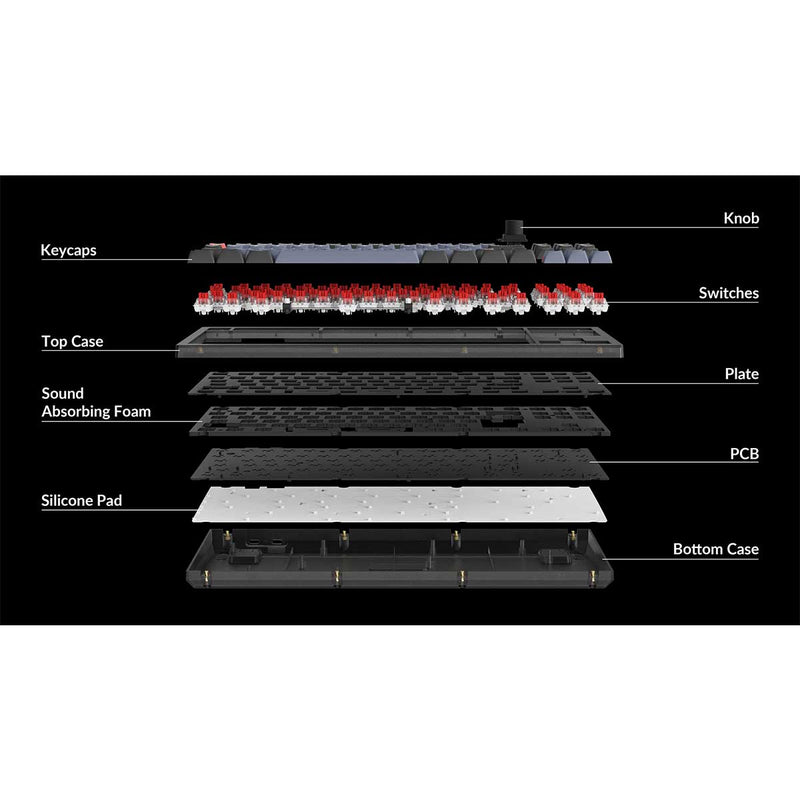 Keychron V3 QMK Fully Assembled Knob RGB Backlight Hot-Swappable TKL  Wired Mechanical Keyboard - Frosted Black (K Pro Blue Switch) (V3-C2)