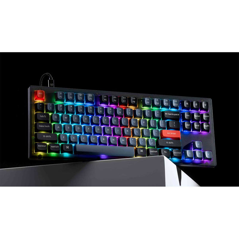 Keychron V3 QMK Fully Assembled Knob RGB Backlight Hot-Swappable TKL  Wired Mechanical Keyboard - Frosted Black (K Pro Blue Switch) (V3-C2)