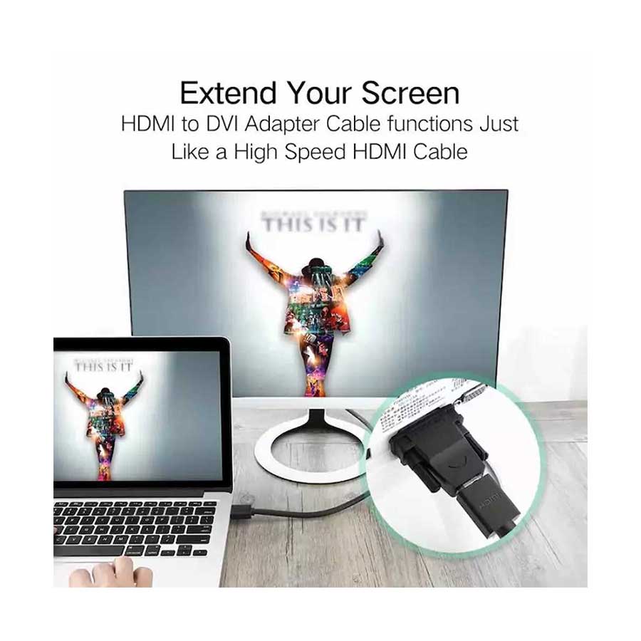 UGreen DVI 24+1 Male To HDMI Female Adapter (Black) (20124/20124)