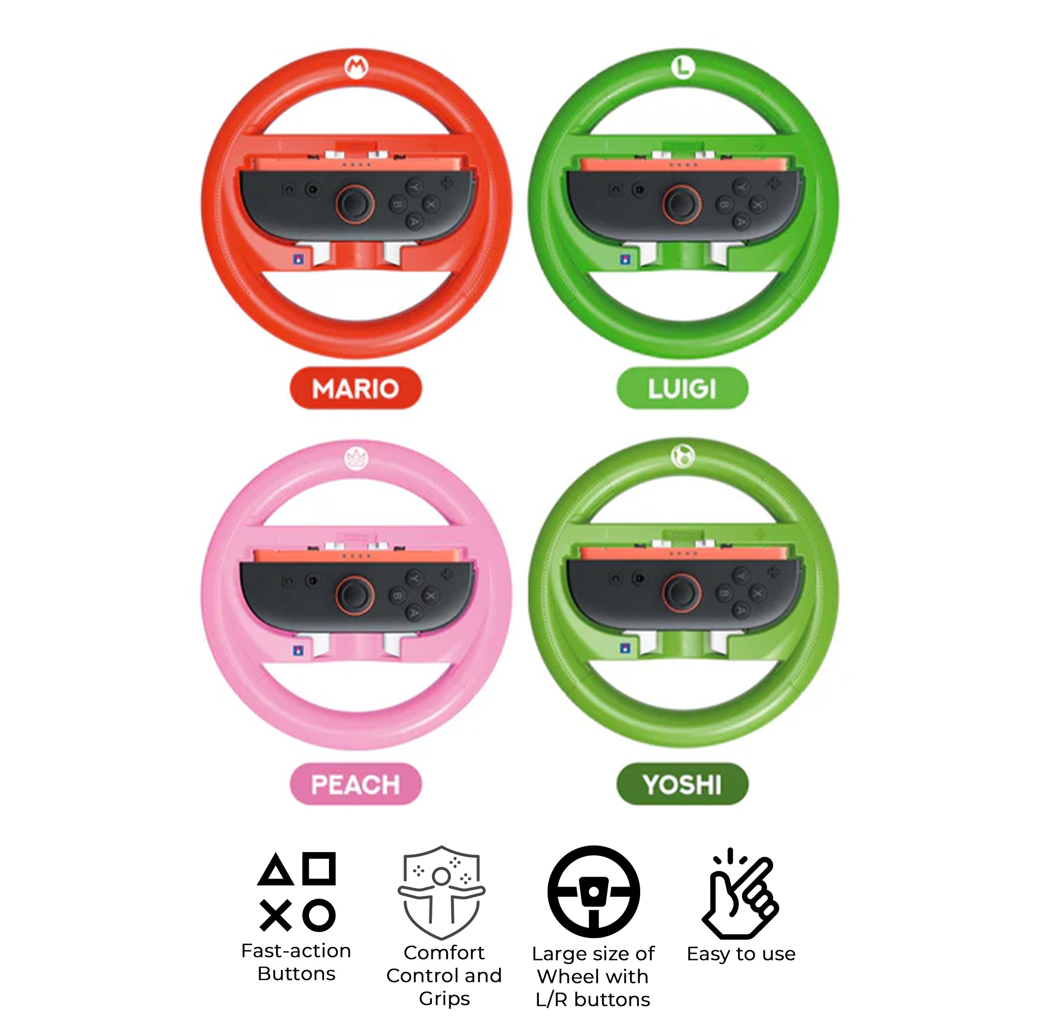 Hori Mario Kart Racing Wheel Attachment for Nintendo Switch 2 (Mario, Luigi, Peach, Yoshi)