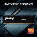 Kingston Fury Beast 16GB DDR5 6000MT/s CL36-44-44 1.35V EXPO/XMP Desktop Memory (KF560C36BBE2-16)