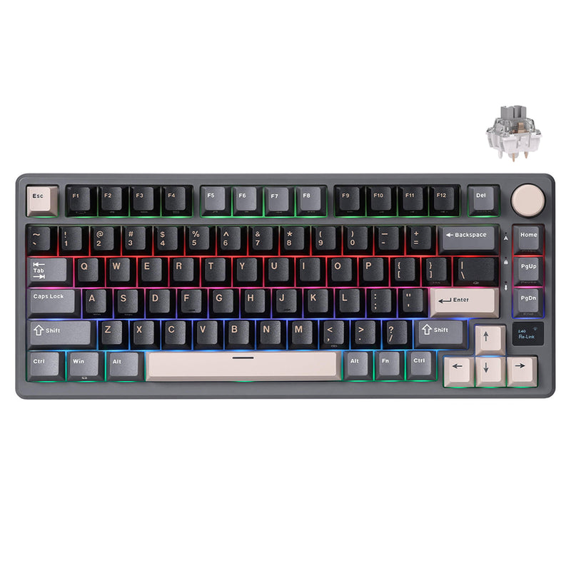 Royal Kludge RK-M75 Tri-Mode RGB 81 Keys Hot-Swappable Mechanical Keyboard Phantom (Blue Switch, Brown Switch, K Silver Switch)
