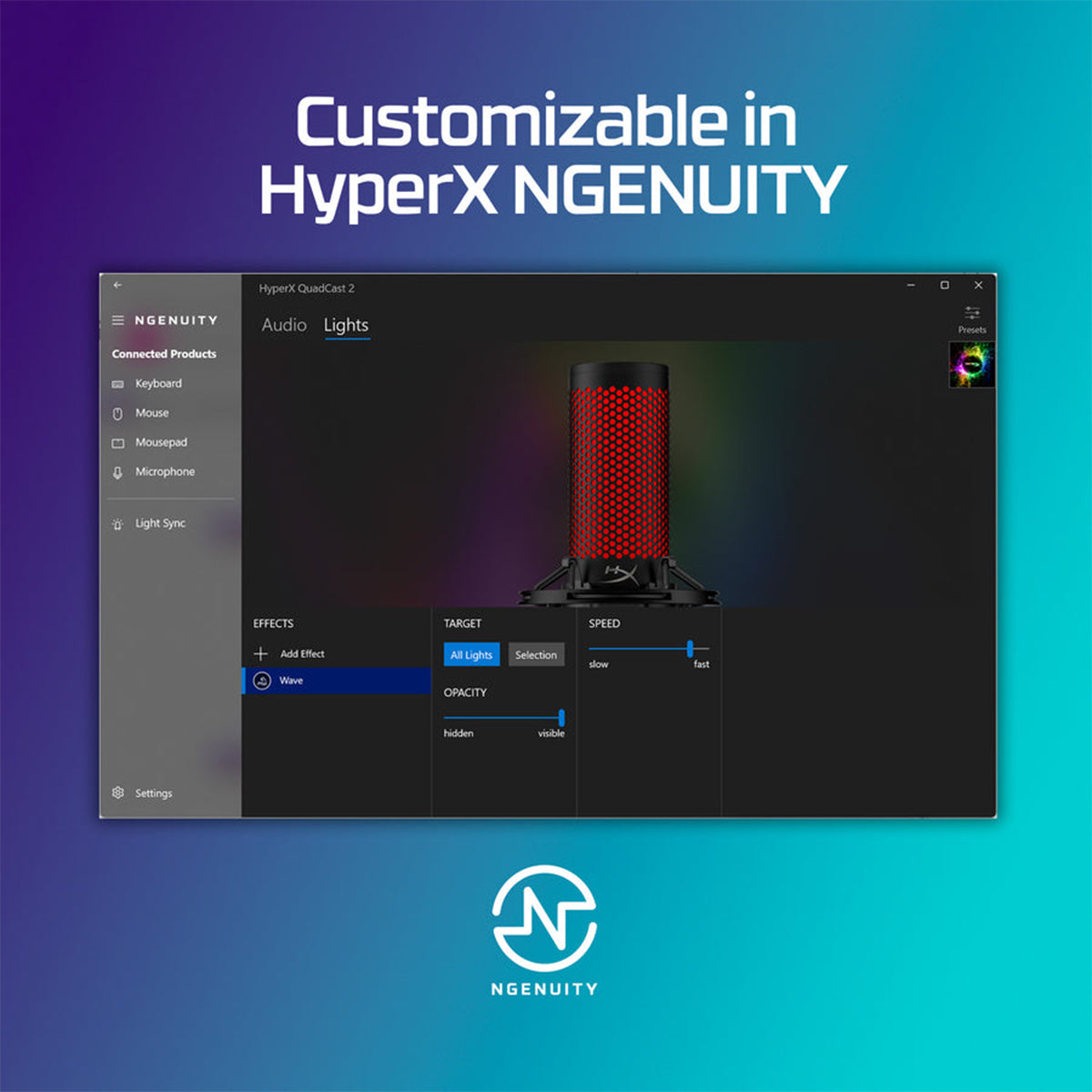 HyperX QuadCast 2 USB Microphone for PC/ Mac/ PS5/PS4 (Black) (872V1AA)