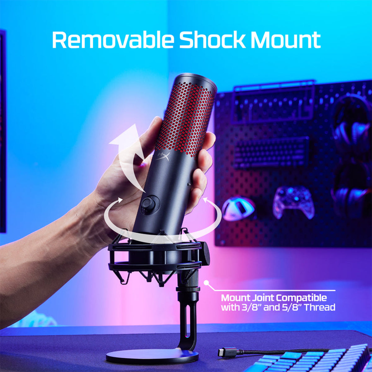 HyperX QuadCast 2 USB Microphone for PC/ Mac/ PS5/PS4 (Black) (872V1AA)
