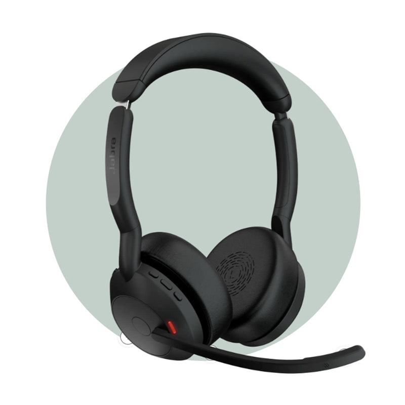 Jabra Evolve2 55 Bluetooth On-Ear Active Noise Cancelling Headset - Microsoft Teams Certified