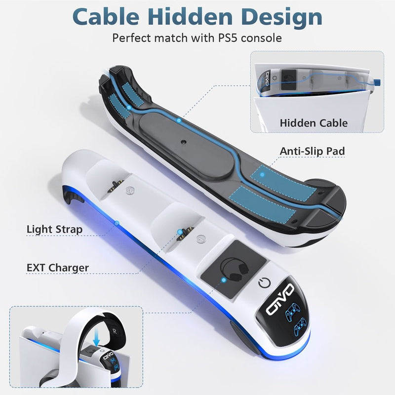 OIVO Controller Charging Station with Headset Holder for PS5 Disc & Digital Edition (White) (IV-P5252)